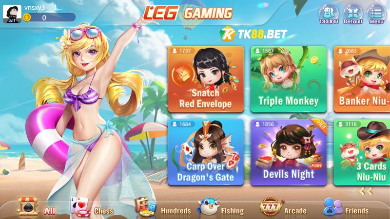 Giao diện LEG tại game đánh bài online Tk88